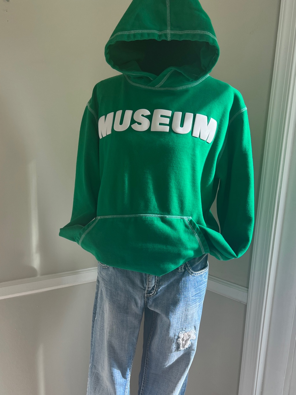 The Museum Dc Green Pullover Hoodie With White Museum Print